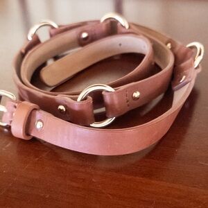 Ann Taylor Brown Leather and Gold Link Belt